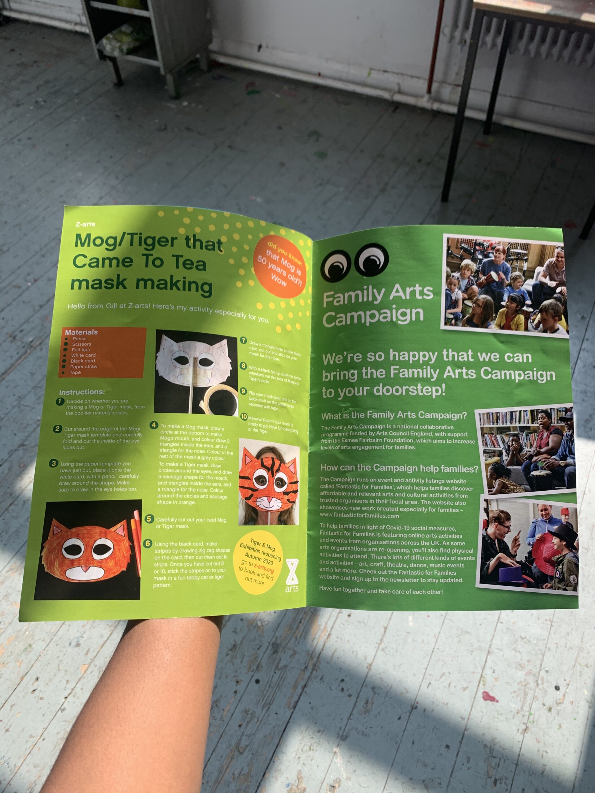 Booklet from the family arts activity packs