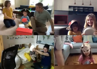 Screenshot of Chamber Tots participants and performers at home